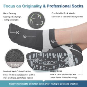 Muezna Non Slip Yoga Socks for Women, Anti-Skid Pilates, Barre, Hospital Socks with Grips, Size 5-10