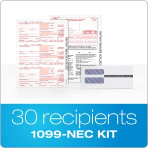 TOPS 1099 NEC 3 Up Forms 2021, Tax Forms Kit for 30 Recipients, 5 Part NEC Tax Form Sets with Self Seal 1099 Envelopes and 3 1096 (TX22905KIT-NE21)