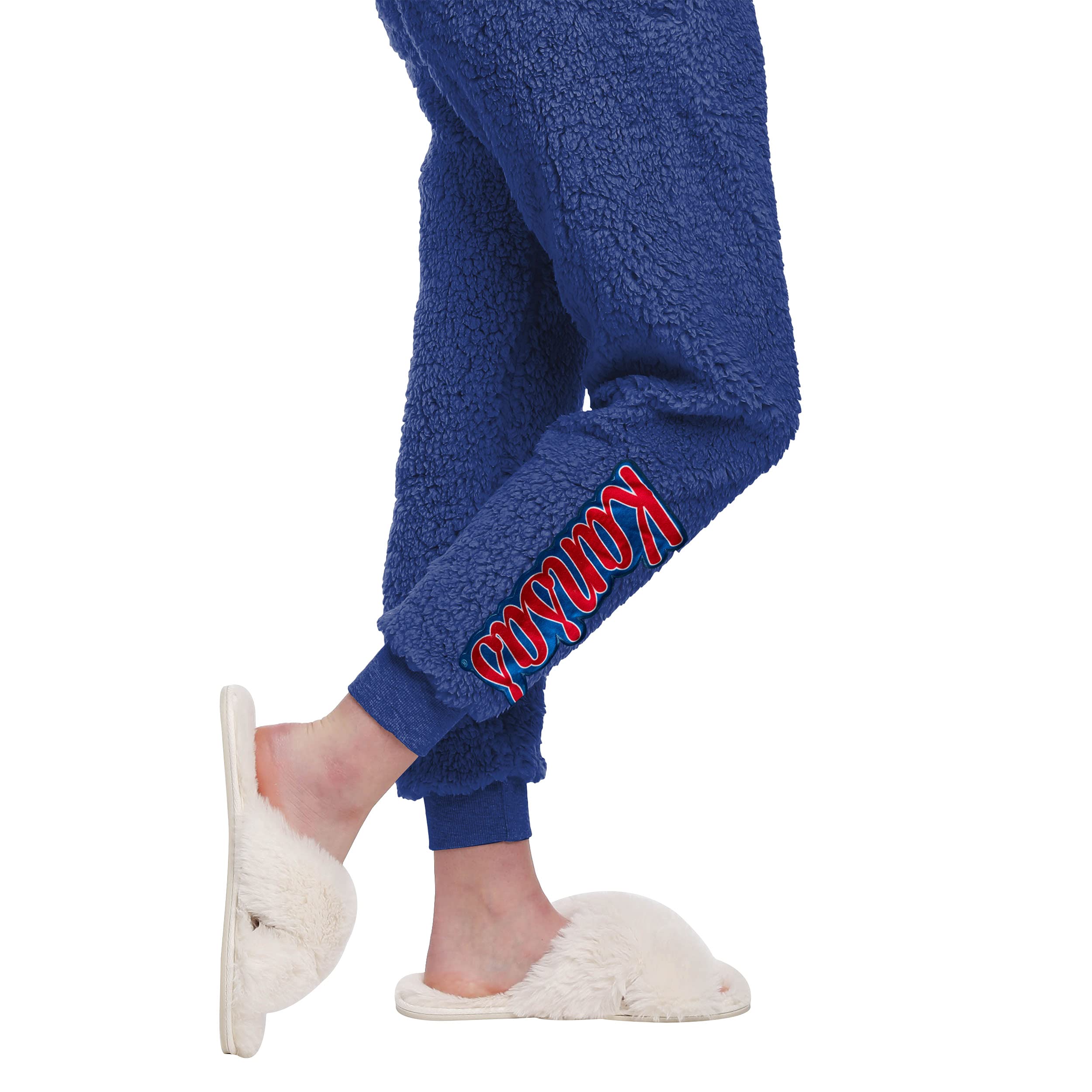 FOCO Kansas Jayhawks NCAA Womens Sherpa Lounge Set - L