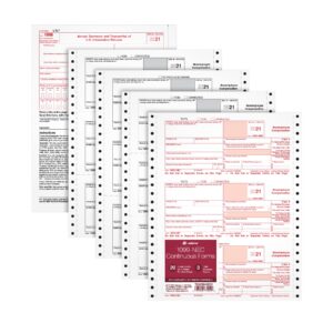 Adams 1099 NEC 3 Up 2021 Continuous Forms, 4 Part Carbonless Forms, for Pin Fed Dot Matrix Printers, with 3 1096, 20 Pack (TXA2299-NEC21)