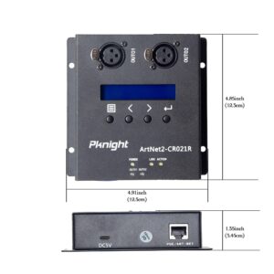 Pknight ArtNet DMX 1024 Ethernet Lighting Controller Interface，2 Universe/Truss Mountable/PoE CR021R