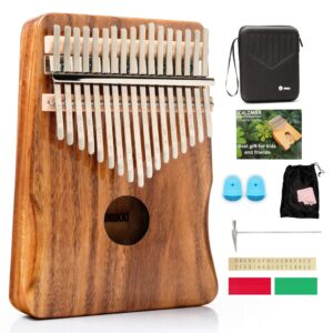 unokki kalimba 17 key thumb piano | solid koa acacia wood mbira - premium, lightweight & durable | includes waterproof case, hand rest & more | reduce stress & promote well-being | ideal birthday gift