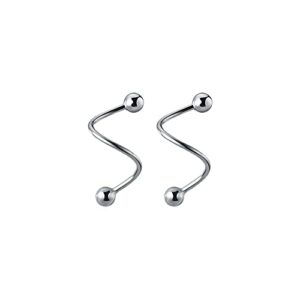 TMCO Women Simple Tiny Ball Earrings 925 Sterling Silver Spiral Wrap Cuff Earring