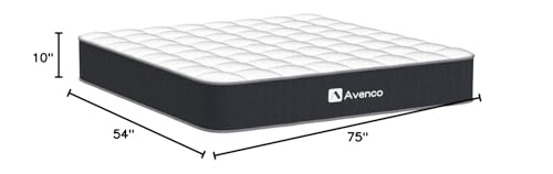 Avenco Full Mattress, 10 Inch Medium Firm Innerspring Mattress, Full Size Hybrid Mattress in a Box with Anti-Pilling Fabric, Pain Relief, CertiPUR-US, 10 Years Support