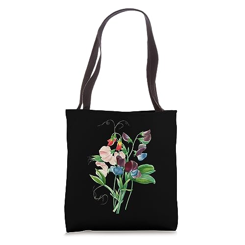 Vintage Sweetpea Flower Illustration Plant Lovers Tote Bag