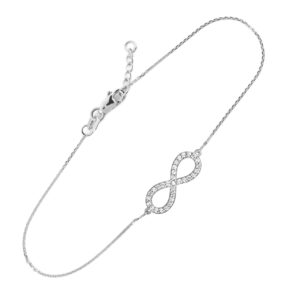 tys treat yourself tys jewelers houston 14k white gold clear cz infinity pendant bracelet