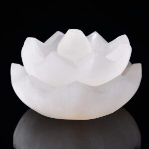 jic gem morocco 1.1 lbs natural lotus shaped selenite charging tray set for quartz crystals,selenite charging plate station,charging selenite bowl for stones