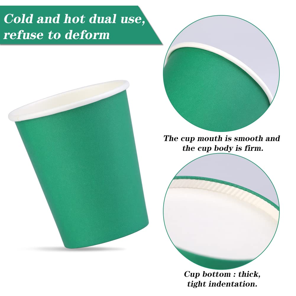 Giwrmu 25 Pack Disposable Paper Cups, 8 oz Paper Hot Cups, Green Coffee Cups Disposable To Go, Hot Cold Beverage Paper Cups, Ideal for Parties, Wedding, Home Kitchens and Office (Green)