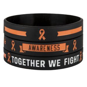 Sainstone Orange Awareness Ribbon Silicone Bracelets with Saying - FAITH, HOPE, LOVE, KEEP FAITH, BE STRONG - Cancer & Cause Wristbands Gifts for Men Women, Patients, Survivors, Family (Unisex)