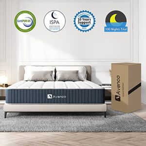 Avenco Full Mattress, 10 Inch Medium Firm Innerspring Mattress, Full Size Hybrid Mattress in a Box with Anti-Pilling Fabric, Pain Relief, CertiPUR-US, 10 Years Support