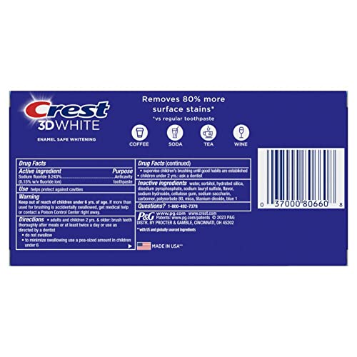 Crest 3D White Stain Eraser Teeth Whitening Toothpaste, ICY Clean Mint, 3.1 oz, Pack of 2