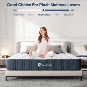 Avenco Full Mattress, 10 Inch Medium Firm Innerspring Mattress, Full Size Hybrid Mattress in a Box with Anti-Pilling Fabric, Pain Relief, CertiPUR-US, 10 Years Support