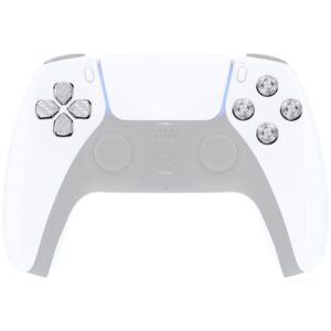 extremerate silver metal dpad abxy buttons for ps5 controller, custom replacement aluminum action buttons & direction keys for ps5 controller - controller not included