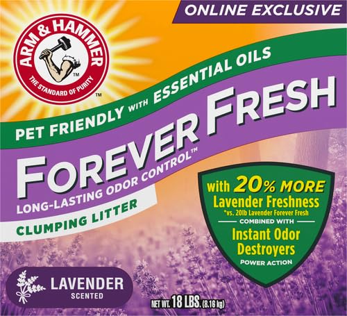 Arm & Hammer Forever Fresh Clumping Cat Litter Lavender, MultiCat 18lb With 20% More Lavender Freshness, Pet Friendly With Essential Oils