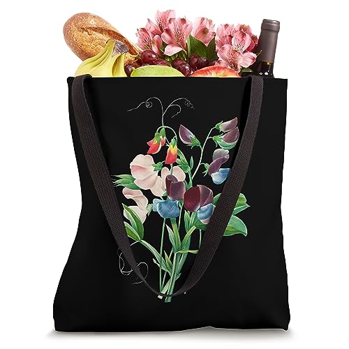 Vintage Sweetpea Flower Illustration Plant Lovers Tote Bag