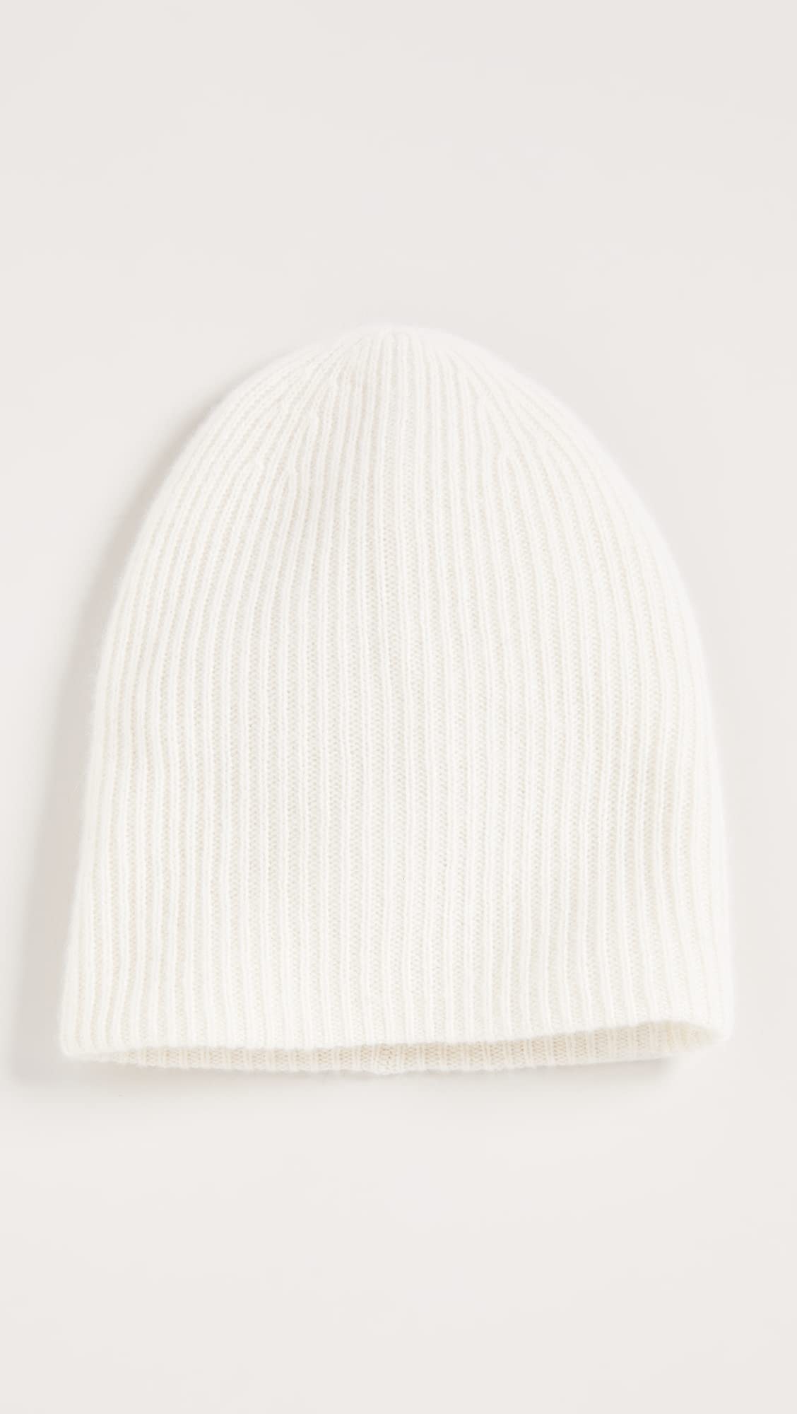 White + Warren Women's Plush Rib Cashmere Beanie, Soft White, One Size