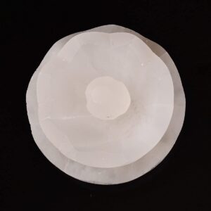 JIC Gem Morocco 1.1 Lbs Natural Lotus Shaped Selenite Charging Tray Set for Quartz Crystals,Selenite Charging Plate Station,Charging Selenite Bowl for Stones