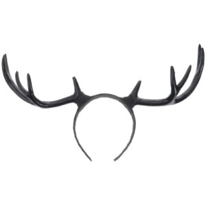 lurrose black antler headband long antler ears hairband deer horn elk headpiece for holloween christmas cosplay party