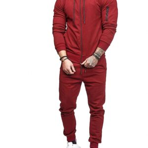 THWEI Mens Tracksuit 2 Piece Sweatsuit Sets Casual Hoodie Jogging Athletic Suits Burgundy M