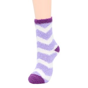 Fuzzy Socks for Women Fluffy Outdoor Socks Warm Fleece Socks Athletic Ankle Socks for Girls 6 Pack Purple