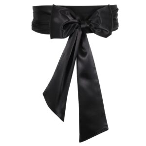 WHIPPY Women Dress Belt for Wedding Party Long Sash Bridal Waist Belts for Special Occasion 3.74'' Wide, 98 Inches, Black