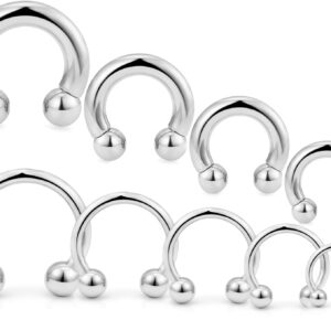 Ocptiy 0G 2G 4G 6G 8G 12G 14G 16G 20G Ear Earrings Gauges Septum Stretching Piercing Kit Surgical Stainles Steel Horseshoe cool Wide Septum Lip Ring Hoop Plug Tunnel earring Piercin Jewelry Women Men