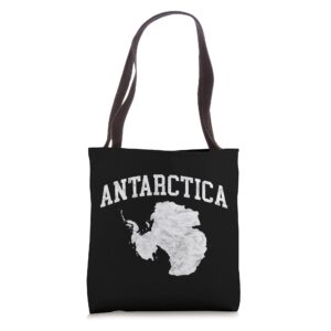 antarctica map minimalist distressed vintage 80s south pole tote bag