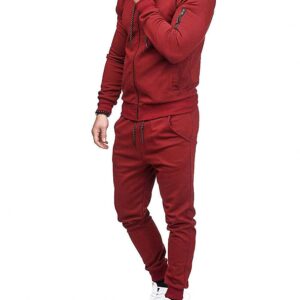 THWEI Mens Tracksuit 2 Piece Sweatsuit Sets Casual Hoodie Jogging Athletic Suits Burgundy M