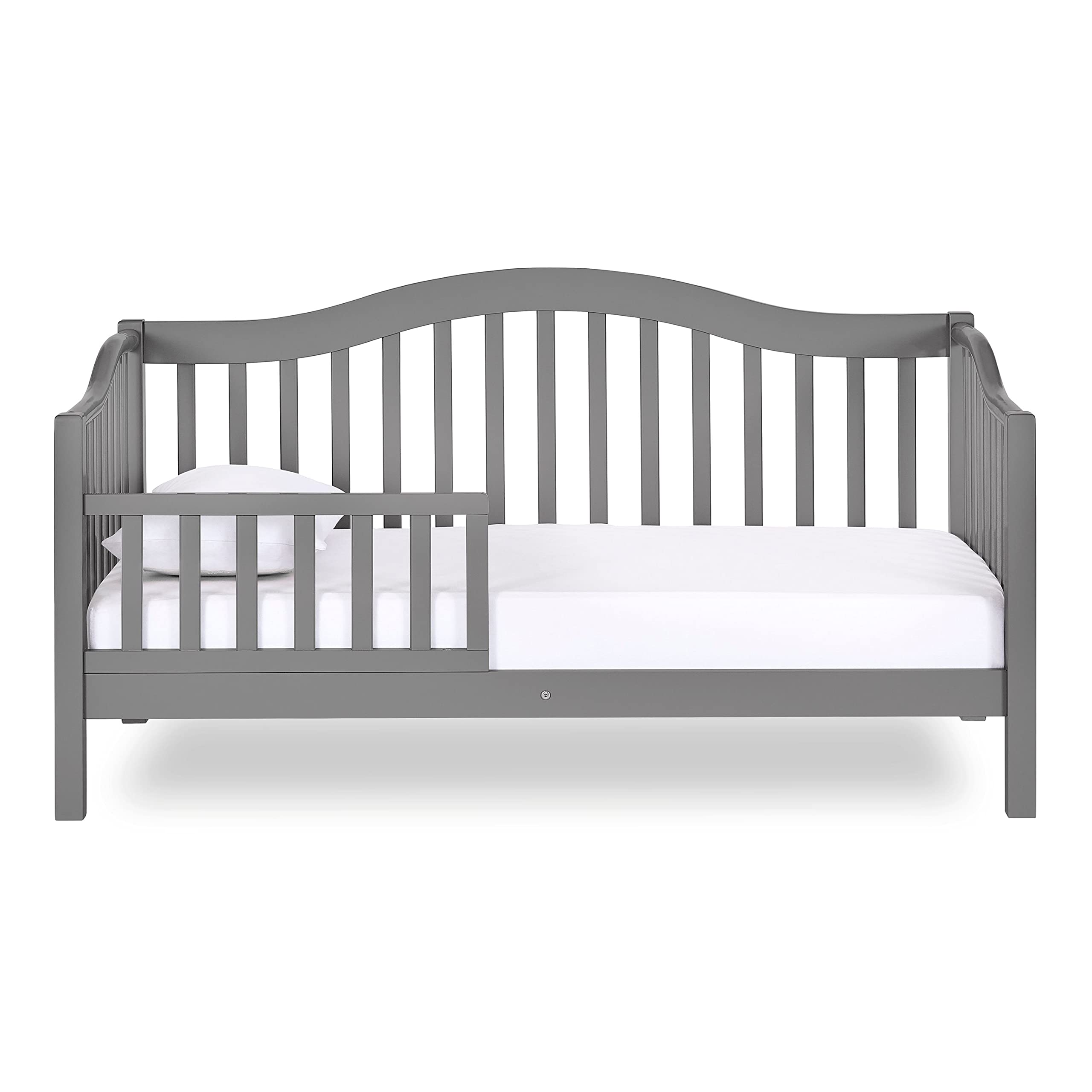 Dream On Me Austin Toddler Day Bed in Steel Grey, Greenguard Gold Certified, JPMA Certified, Non-Toxic Finishes, Low to Floor Design, Side Safety Guard Rail