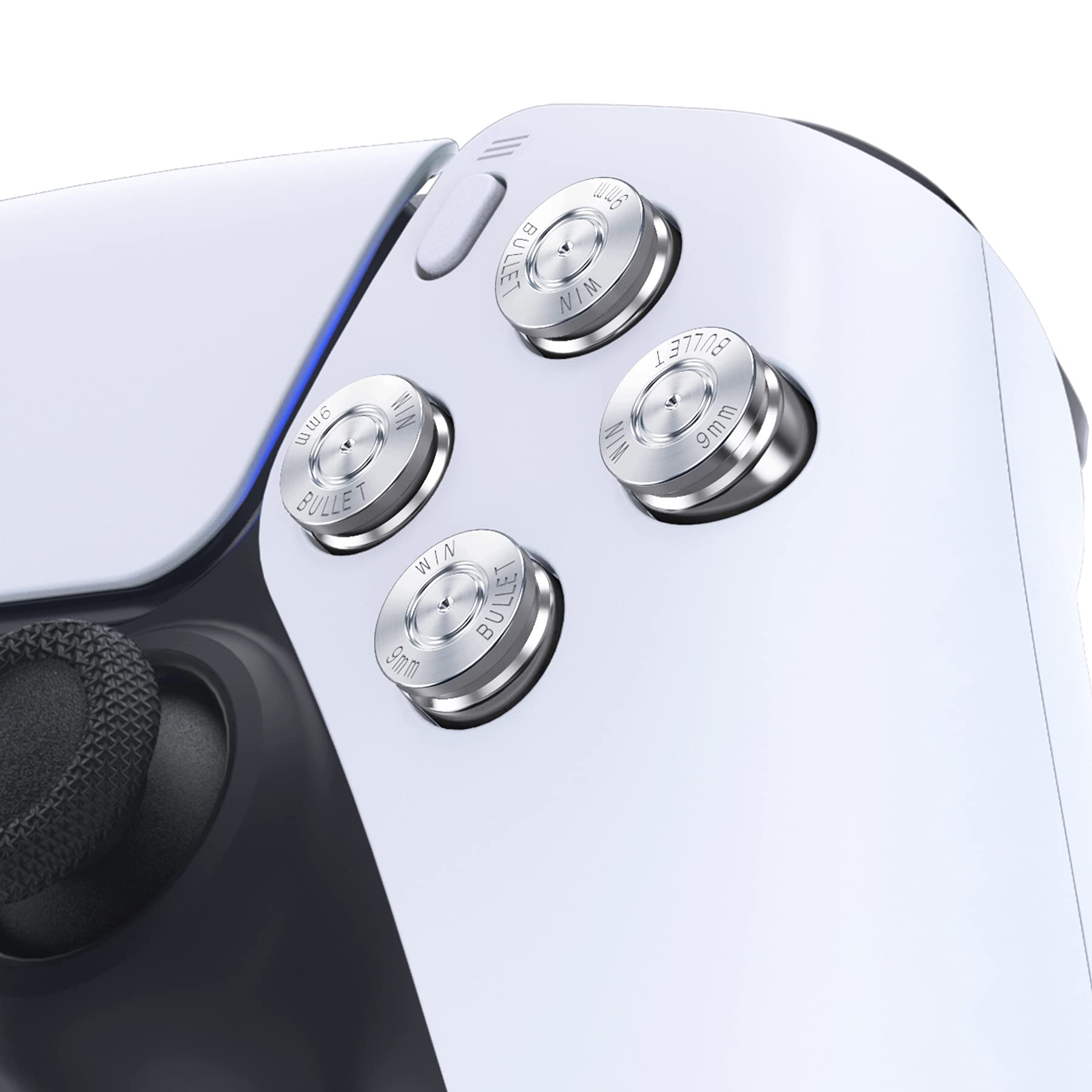 eXtremeRate Silver Metal Dpad ABXY Buttons for PS5 Controller, Custom Replacement Aluminum Action Buttons & Direction Keys for PS5 Controller - Controller NOT Included