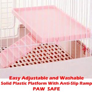 Pink Extra Large Deluxe Indoor Outdoor Multi-Level Guinea Pig Chinchilla Ferret Squirrel Hedgehog Kitten Rabbit Bunny Hutch House Critter Habitat Removable Washable Tray with Lockable Casters