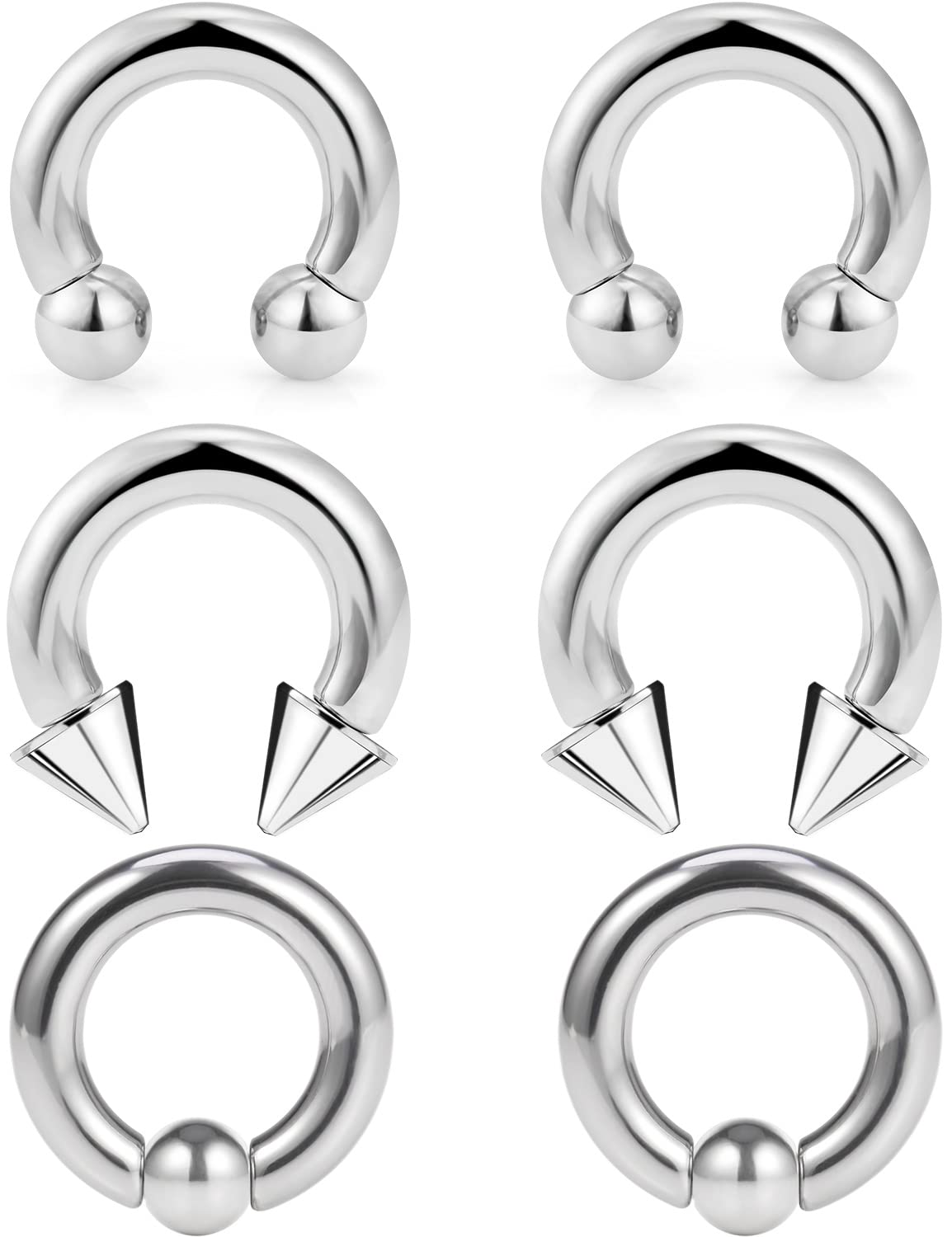 Ocptiy 8G Septum Ring Jewelry Ear Earrring Gauges Tunnel Plug stretching kit Big Large Septum Nose lip Ring Hoop Stainless Surgical Steel Cartilage Helix Tragu Earring Piercing Jewerly Women Men 12mm