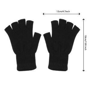 Sumfox 4 Pairs Black Fingerless Gloves for Women Men Unisex Half Finger Gloves Knit Gloves Winter Stretchy Gloves