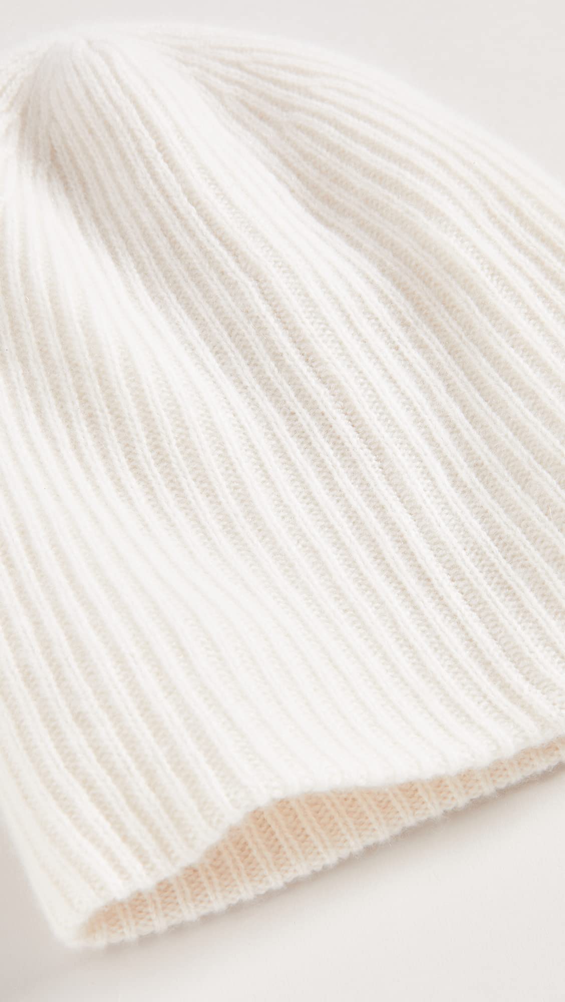 White + Warren Women's Plush Rib Cashmere Beanie, Soft White, One Size