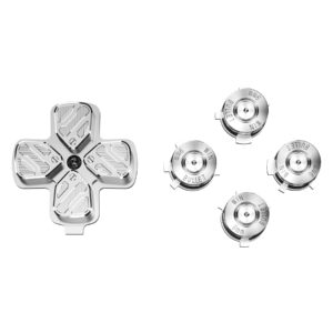 eXtremeRate Silver Metal Dpad ABXY Buttons for PS5 Controller, Custom Replacement Aluminum Action Buttons & Direction Keys for PS5 Controller - Controller NOT Included