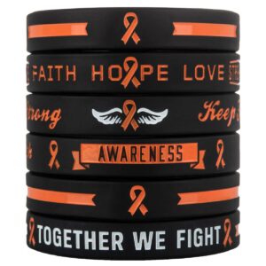 Sainstone Orange Awareness Ribbon Silicone Bracelets with Saying - FAITH, HOPE, LOVE, KEEP FAITH, BE STRONG - Cancer & Cause Wristbands Gifts for Men Women, Patients, Survivors, Family (Unisex)