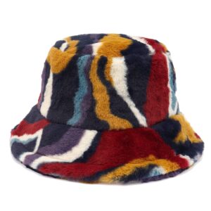 furry bucket hat for women multicolored winter faux fur fisherman hat thick solid fluffy fuzzy warm plush bucket hats