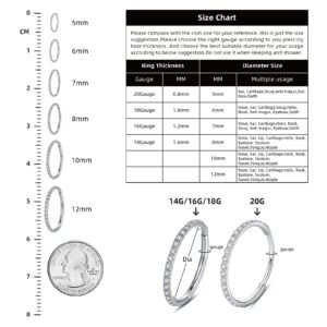 WYR Unisex Nose Ring Hoop with White Opal 20G(0.8mm) Diameter 10mm 316L Surgical Stainless Steel Hinged Flat Hinged Segment Ring Lip Rings Helix Cartilage Rook Earrings, Silver color ring