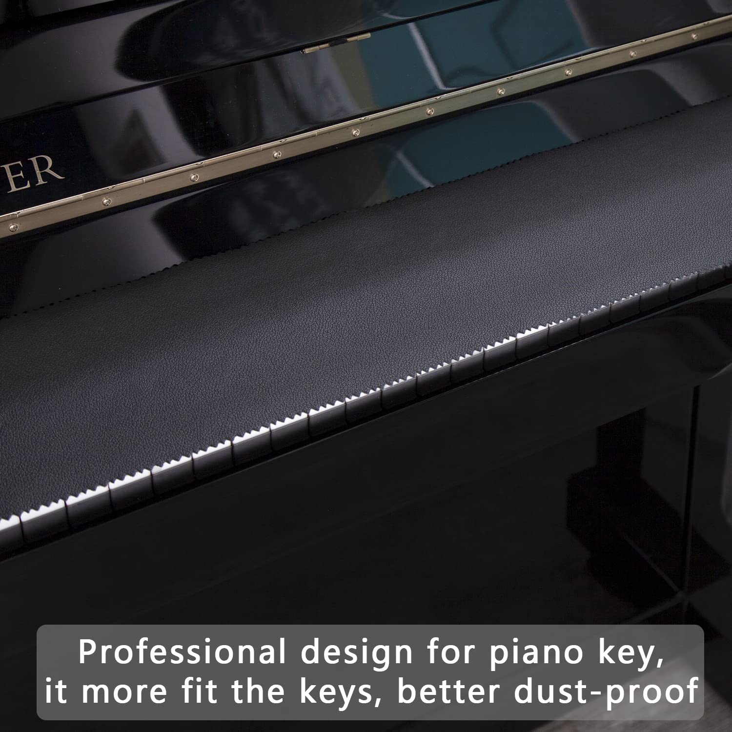 Mooson Piano Keyboard Anti-Dust Cover High Technology Fabric Key Cover Cloth Fit For Upright Piano, Electric Piano & Grand piano (Dark blue) (Black)