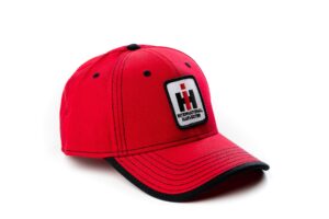 ih international harvester logo hat, red with black accents.