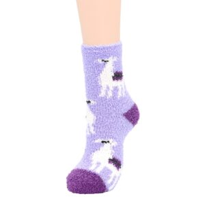 Fuzzy Socks for Women Fluffy Outdoor Socks Warm Fleece Socks Athletic Ankle Socks for Girls 6 Pack Purple