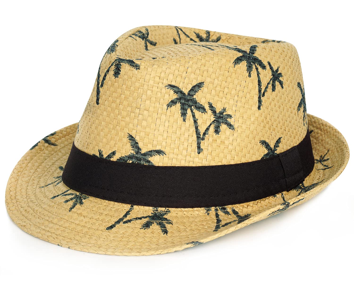 FADACHY Summer Straw Fedora Hat Short Brim Panama Sun Hat Trilby Beach Hat for Men & Women Khaki L Large XL