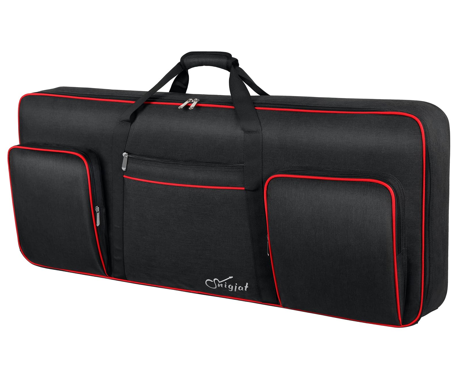 SNIGJAT 61 Key Keyboard Case Soft, Full Padded Piano Case with Handles and Adjustable Shoulder Straps, Waterproof Piano Keyboard Case with 3 Pockets for Accessories (Size: 39.5"x15.8"x4.8")