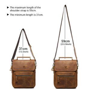 HUMERPAUL Genuine Leather Crossbody Sling Bag Messenger Man Purse Handbags for Mens Zipper Shoulder Bag for Work Business (Brown)