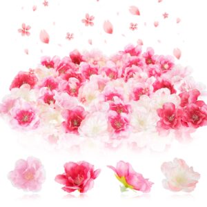 100 pcs cherry blossom petals artificial cherry blossom fake cherry blossom flowers peony daisy decor sakura floral head decor for dress diy accessories wedding party supply (pale pink, pink, rosy)