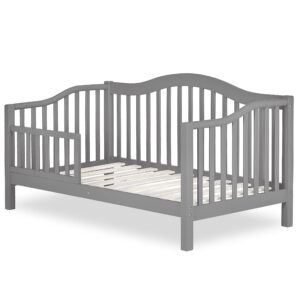 Dream On Me Austin Toddler Day Bed in Steel Grey, Greenguard Gold Certified, JPMA Certified, Non-Toxic Finishes, Low to Floor Design, Side Safety Guard Rail