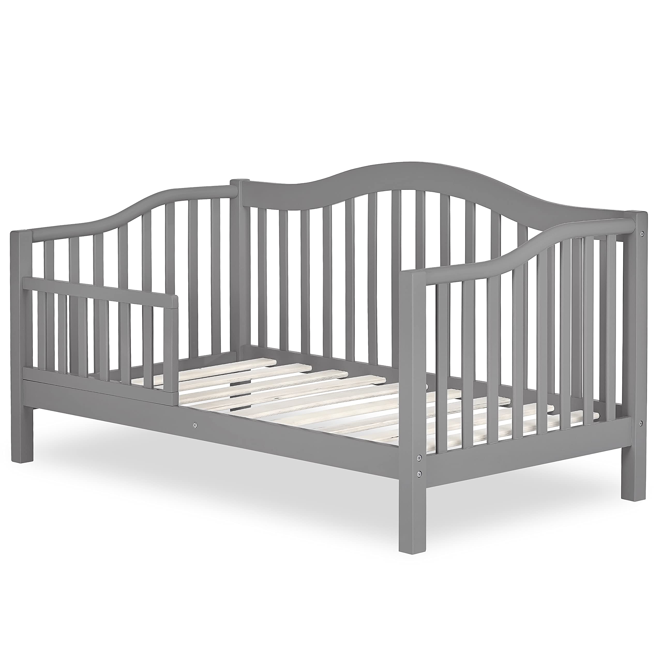 Dream On Me Austin Toddler Day Bed in Steel Grey, Greenguard Gold Certified, JPMA Certified, Non-Toxic Finishes, Low to Floor Design, Side Safety Guard Rail