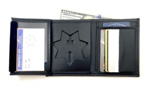 perfect fit shield wallets 7-point star blackinton b2001 hidden badge wallet leather (cutout pf215-2.87 in tall by 2.85 in wide) california doc