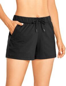 crz yoga stretch womens shorts 3.5'' - athletic workout hiking shorts for summer golf running shorts pockets dressy casual black-3.5'' medium