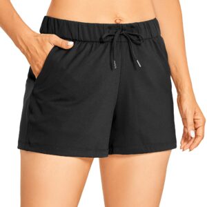 CRZ YOGA Stretch Womens Shorts 3.5'' - Athletic Workout Hiking Shorts for Summer Golf Running Shorts Pockets Dressy Casual Black-3.5'' Medium